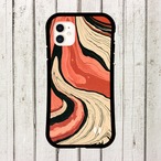 受注生産 iPhoneケース 赤茶と黒の流線マーブル｜紙マーブリング MARB048B