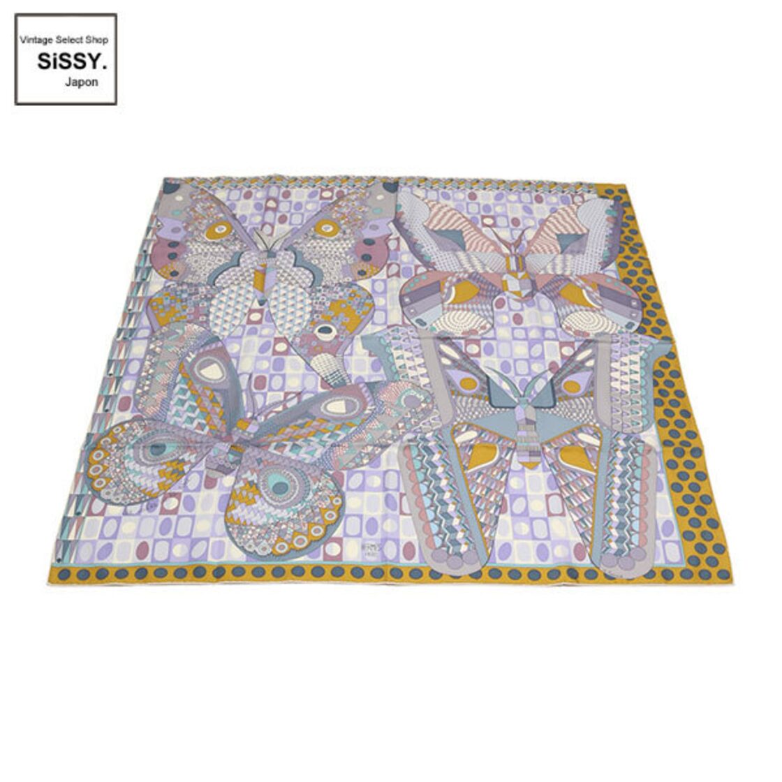 □エルメス□ カレ90 スカーフ 「Les Ailes de la Soie」 シルク100 