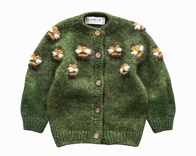 送料無料 OliviMilly/Bee cardigan-moss green