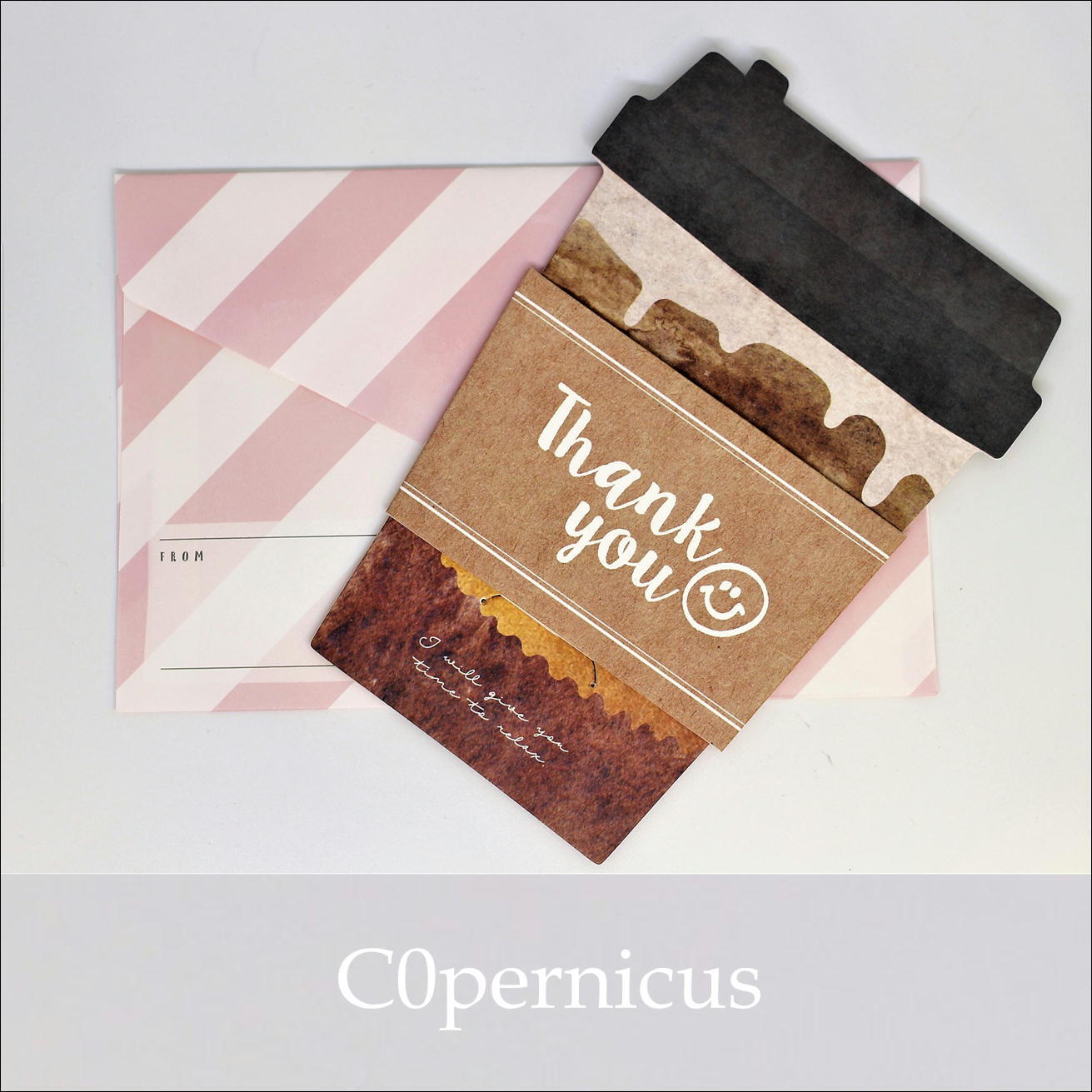 封筒付メッセージカード/グリーティングカード(コーヒーカフェカップ