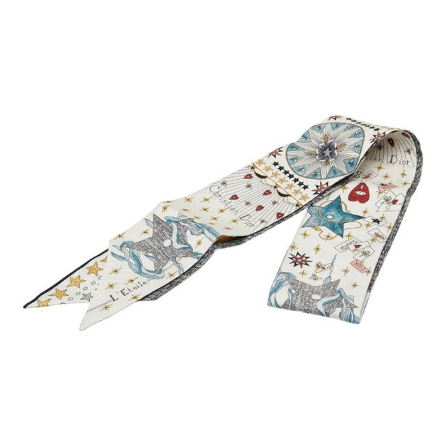 ディオール ミッツァ L'Etoile スカーフ ホワイト マルチカラー シルク レディース Dior 【中古】