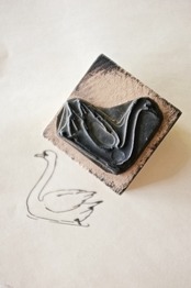 フランス 6c 黙想する白鳥さんとメランコリーな木製スタンプ ヴィンテージ