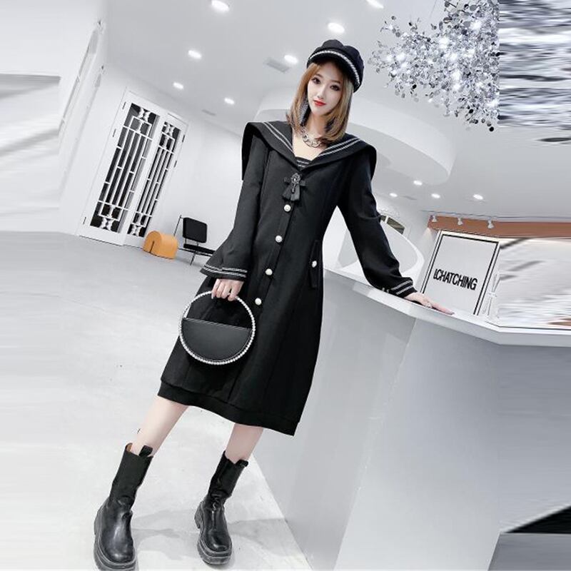 プラスサイズの女性のトランペットスリーブドレス秋 ミックスインファッション25151890596