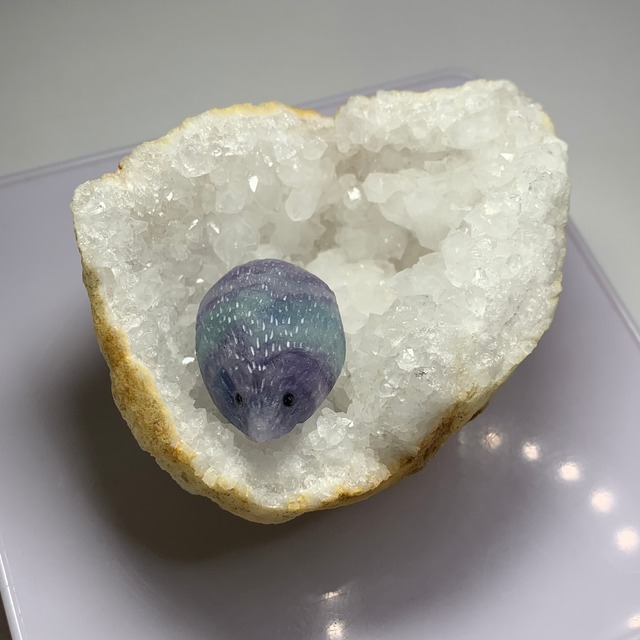 フローライトハリネズミの隠れ家・モロッコ産ジオード