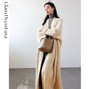 パターンニット ロングガウンカーディガン/2color_K197