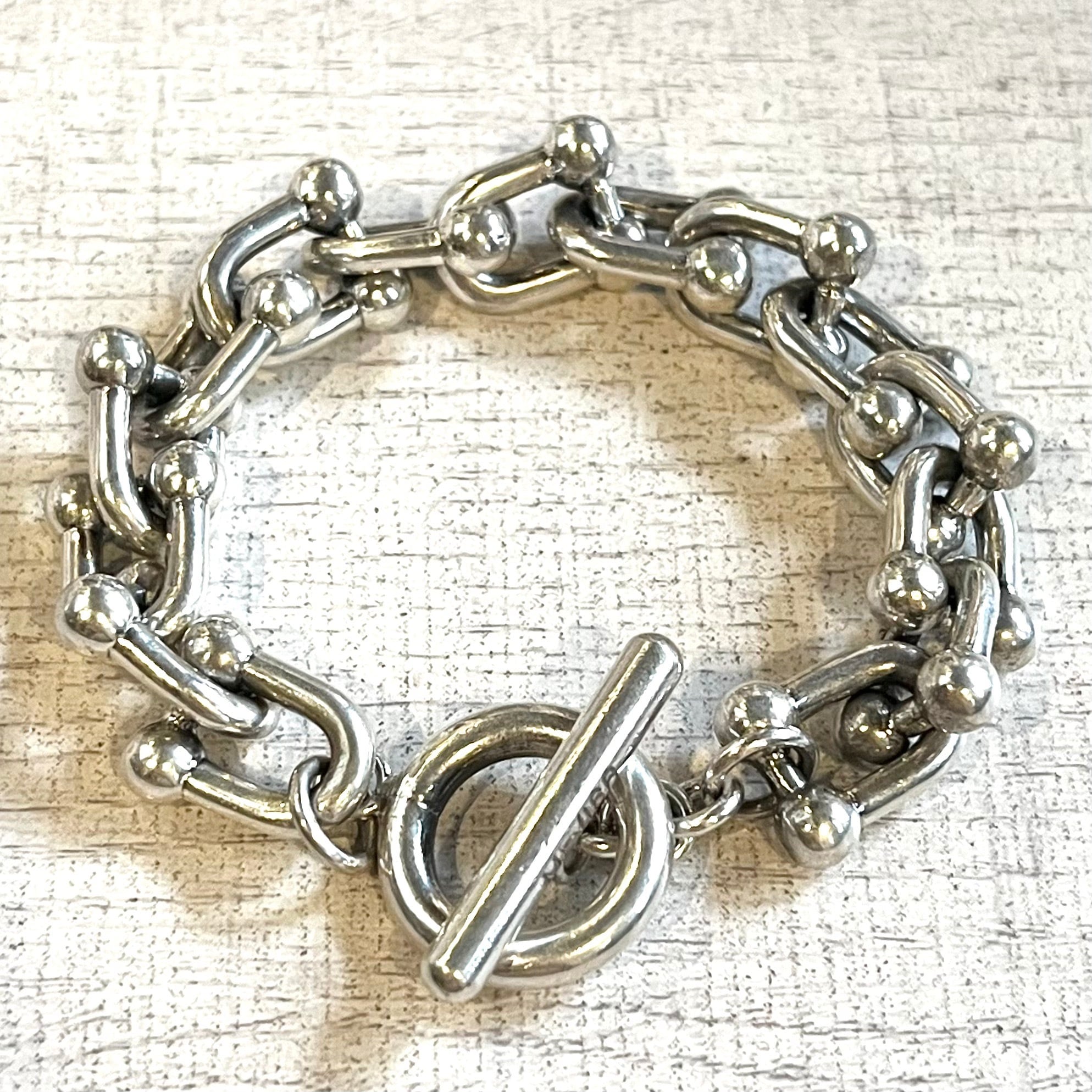MEXICO MADE BIG HARDWARE CHAIN MANTEL BRACELET -SILVER925
