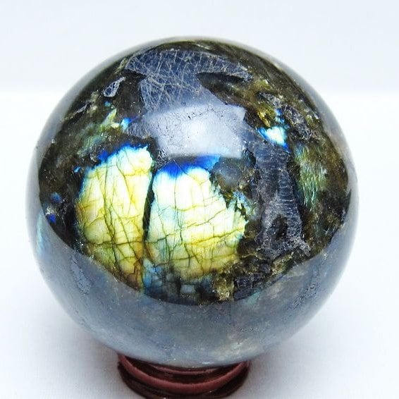 ラブラドライト 丸玉 77mm スフィア 置物 一点物 151-9163