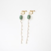 パールと彫り翡翠が絶妙！ pearl  green long A貨翡翠 jd_mm1187