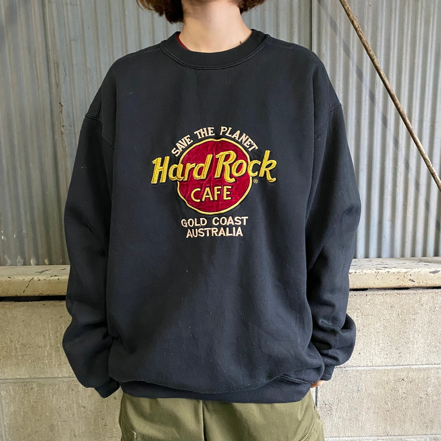 オーストラリア製 Hard Rock CAFE ハードロックカフェ ベロアロゴ 刺繍 