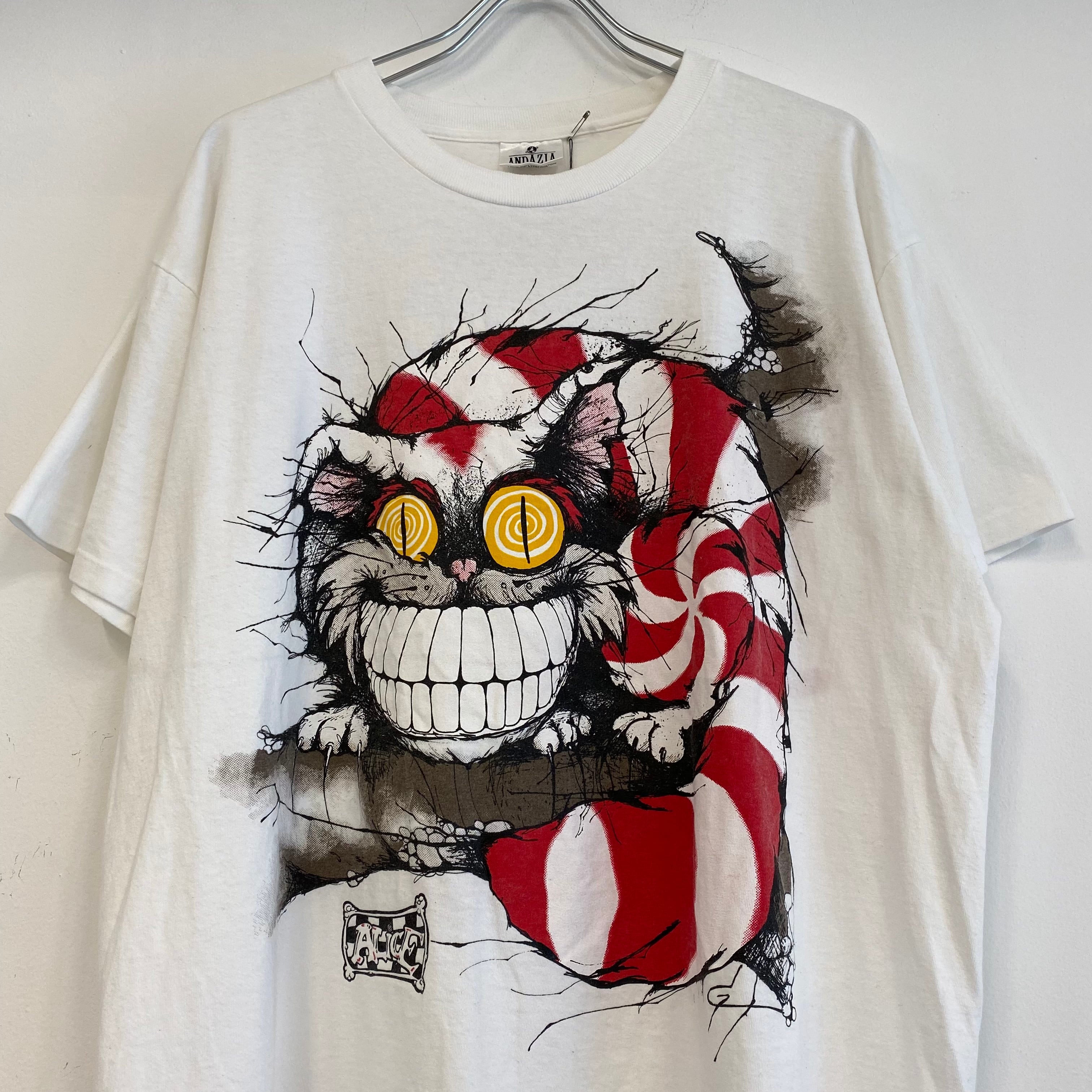 サイズ感良きです90s チェシャ猫 不思議の国のアリス ANDAZIA Tシャツ