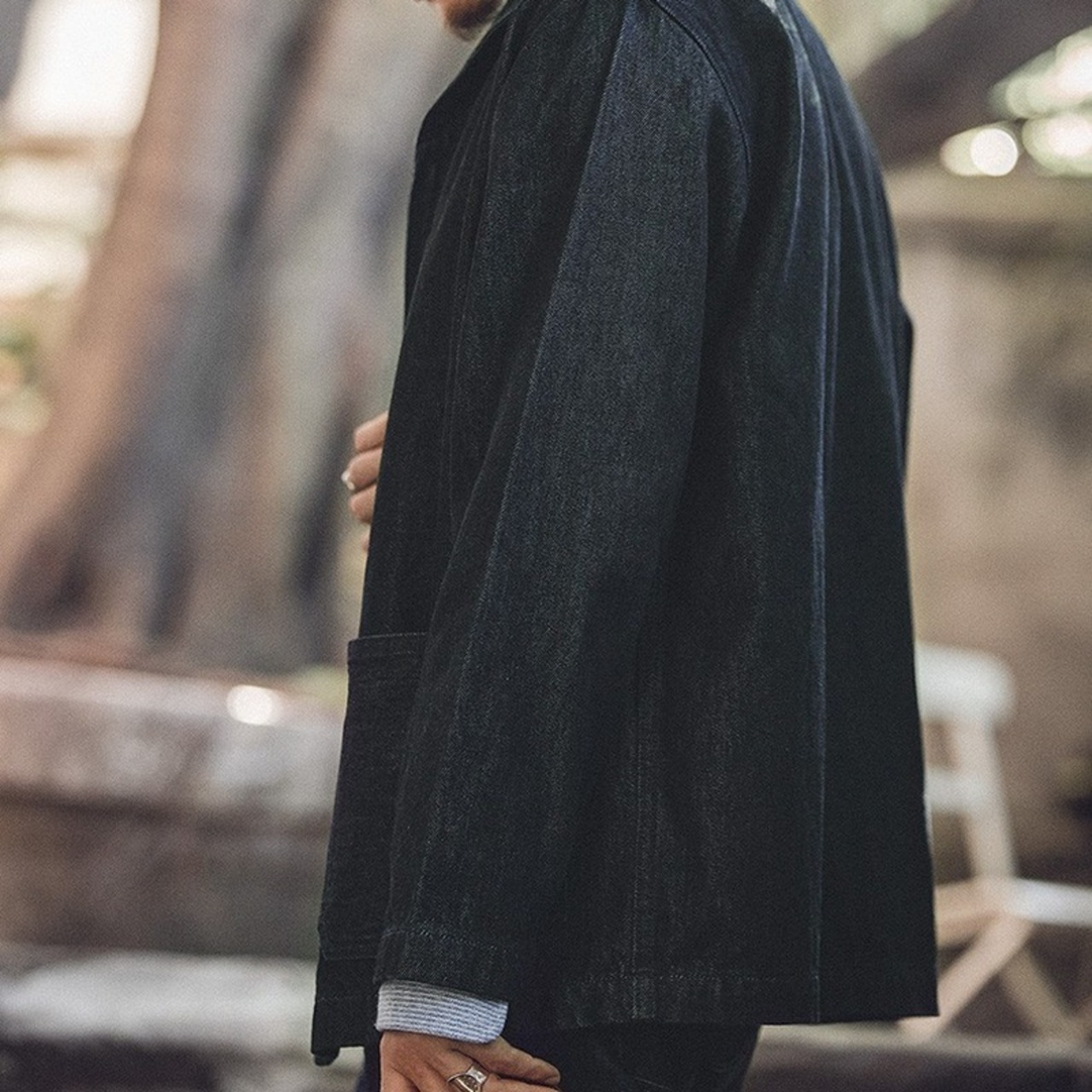 Button-Down Long Sleeve Denim Jacket ◇H0154