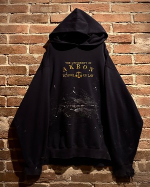 【Caka act3】“The University of Akron School of Law” Fade × Painted Vintage Pullover Hoodie