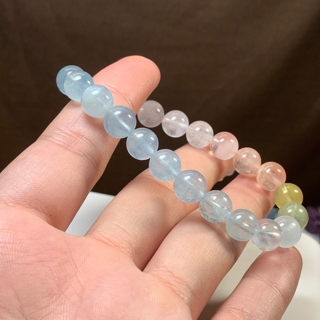 no7.爽やかパステル☆グラデーションミックスベリル ブレスレット