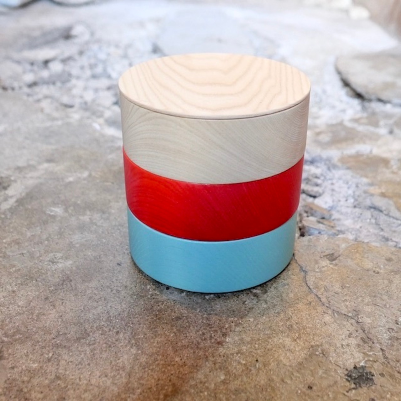 畑漆器 BORDER ターコイズ x ナチュラル x レッド　B001