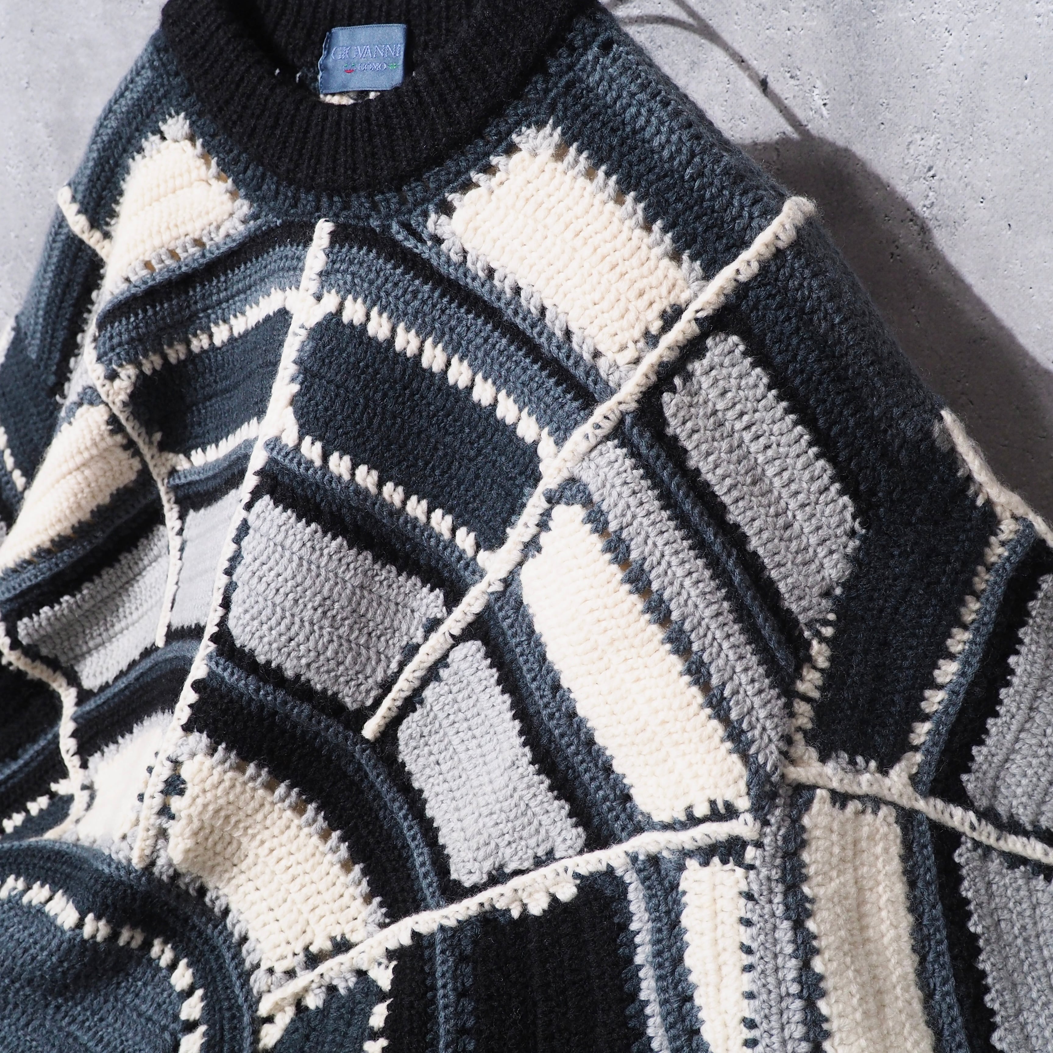 1990s " GIOVANUOMO " Spider web pattern vintage loose hand knit