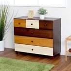 ブラウンを基調とした天然木ローチェスト 4段 幅90cm Loarシリーズ 日本製完成品