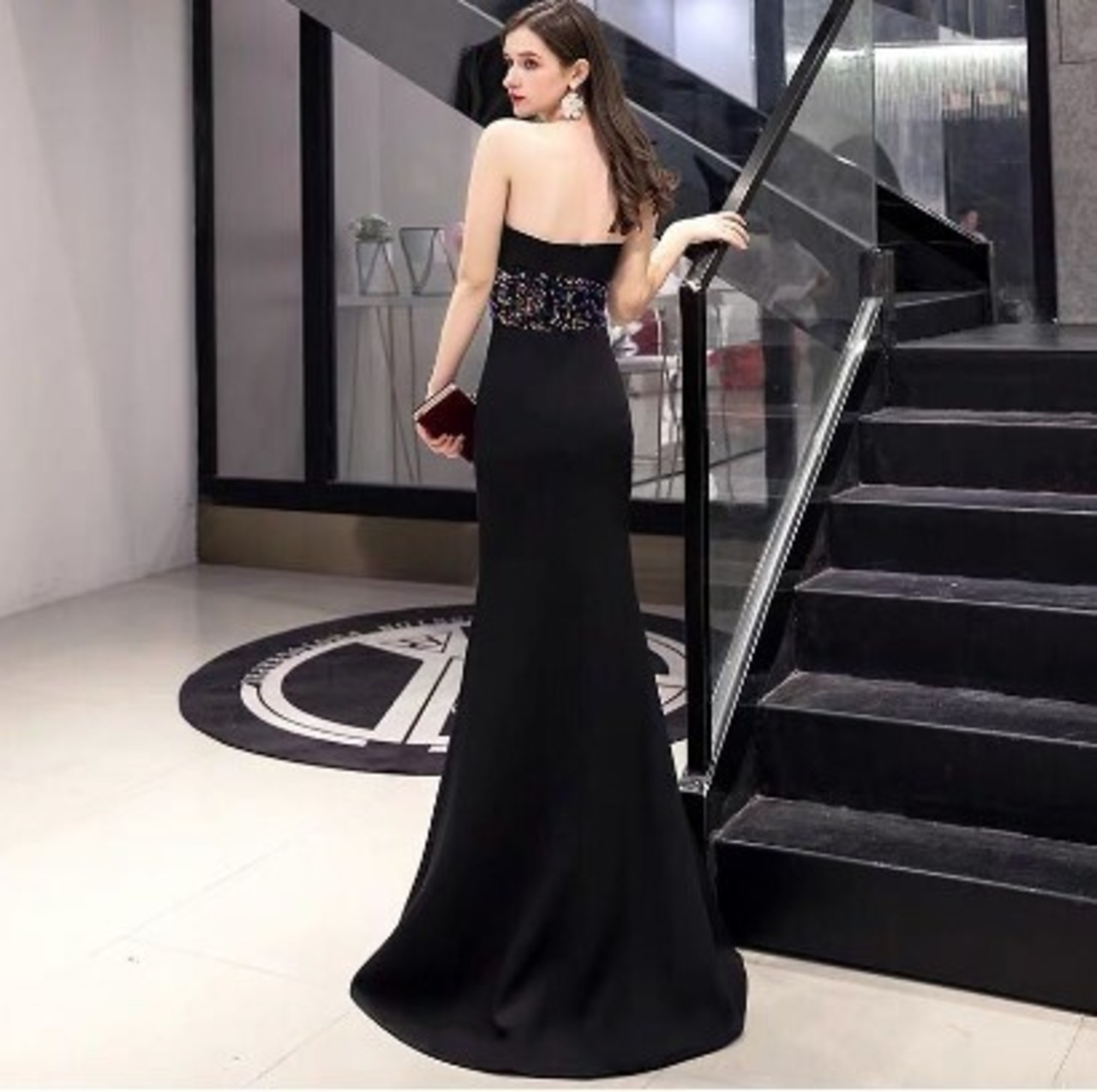 美品！ パーティードレス 黒 マーメイドライン ベアトップ 優雅な  