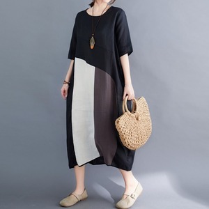 Contrast Color Long Dress / コントラストカラー ワンピース