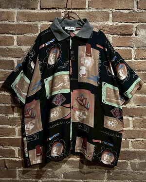 【Caka act3】Art Pattern Vintage Loose S/S Shirt