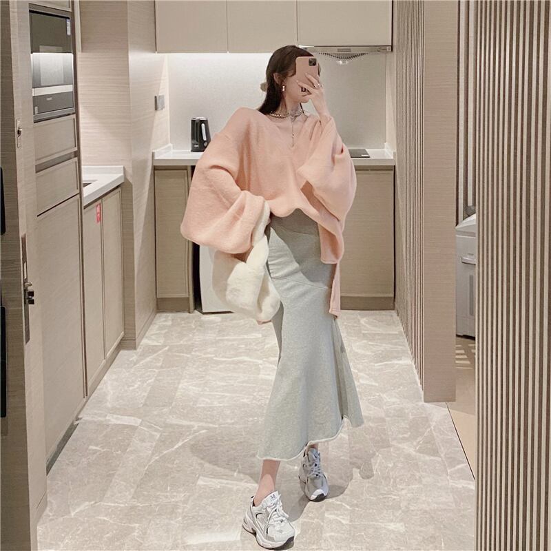 スウェードセーター コート レディースオータムウィンタールーズスタイルトップス 秋物 冬物 ブラックストロベリース13443367791