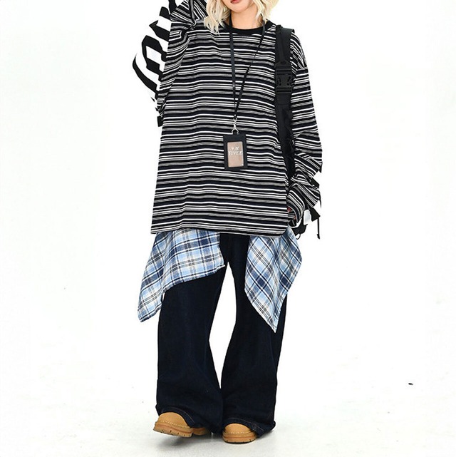 ミックスピッチボーダービッグカットソー
 1col   R01680