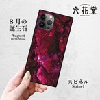 iPhoneケース スピネル 8月誕生石｜天然石柄スクエア型 GEM068