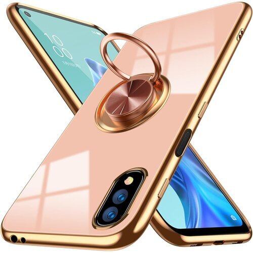 WYEPXOL Xperia ACE II ケース リング付き SO-41B ケース 耐衝撃 落下衝撃吸収 tpu シリコン 軽量 薄型 メッキ加工 ストラップホール付き グエクスペリア Ace2 ケース 全面保護 スタンド機能 車載ホルダー対応 360°回転 耐久 落下防止 人気 携帯カバー ピンク ZW73-03 23