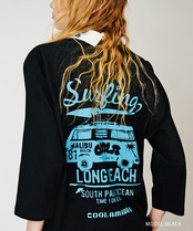 COOLAバスプリントラグランスリーブTシャツ (BLACK)　CQ-48025