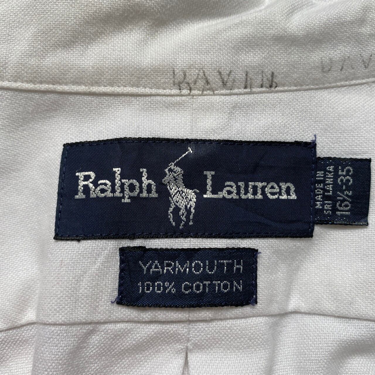 【ラルフローレン】長袖ＢＤシャツ　白シャツ　ワンポイント刺繍ロゴ　Ｌ相当