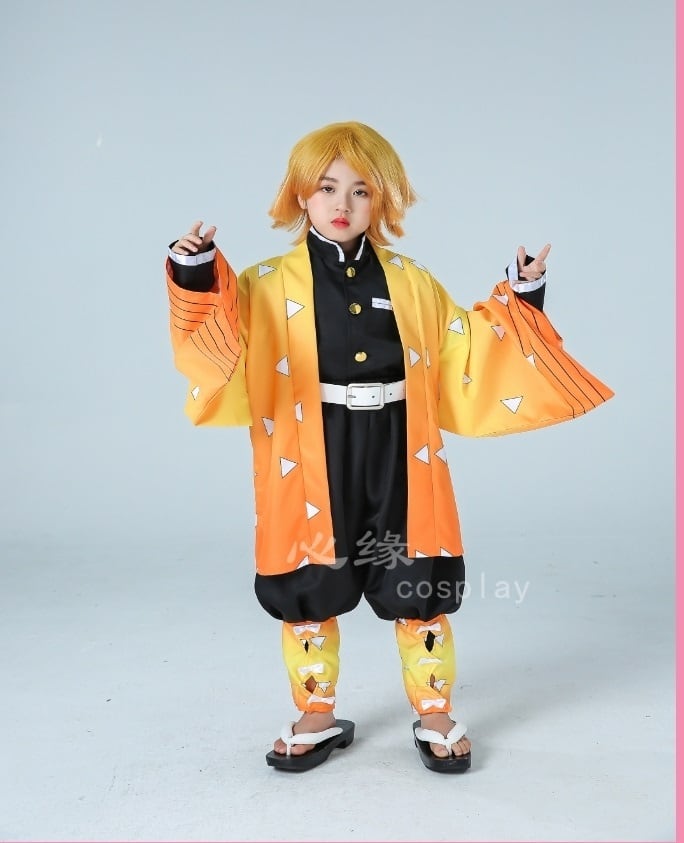 なりきりキッズ 我妻善逸 ぜんいつ コス キッズサイズ 子供用 子供コスプレ コスチューム コスプレ 衣装 コスプレ衣装 ハロウィン キャラクター 仮装  子供服 なりきり セット 仮装 コスチューム 発表会 パーティー イベント 撮影 100-150 韓国レディース ...