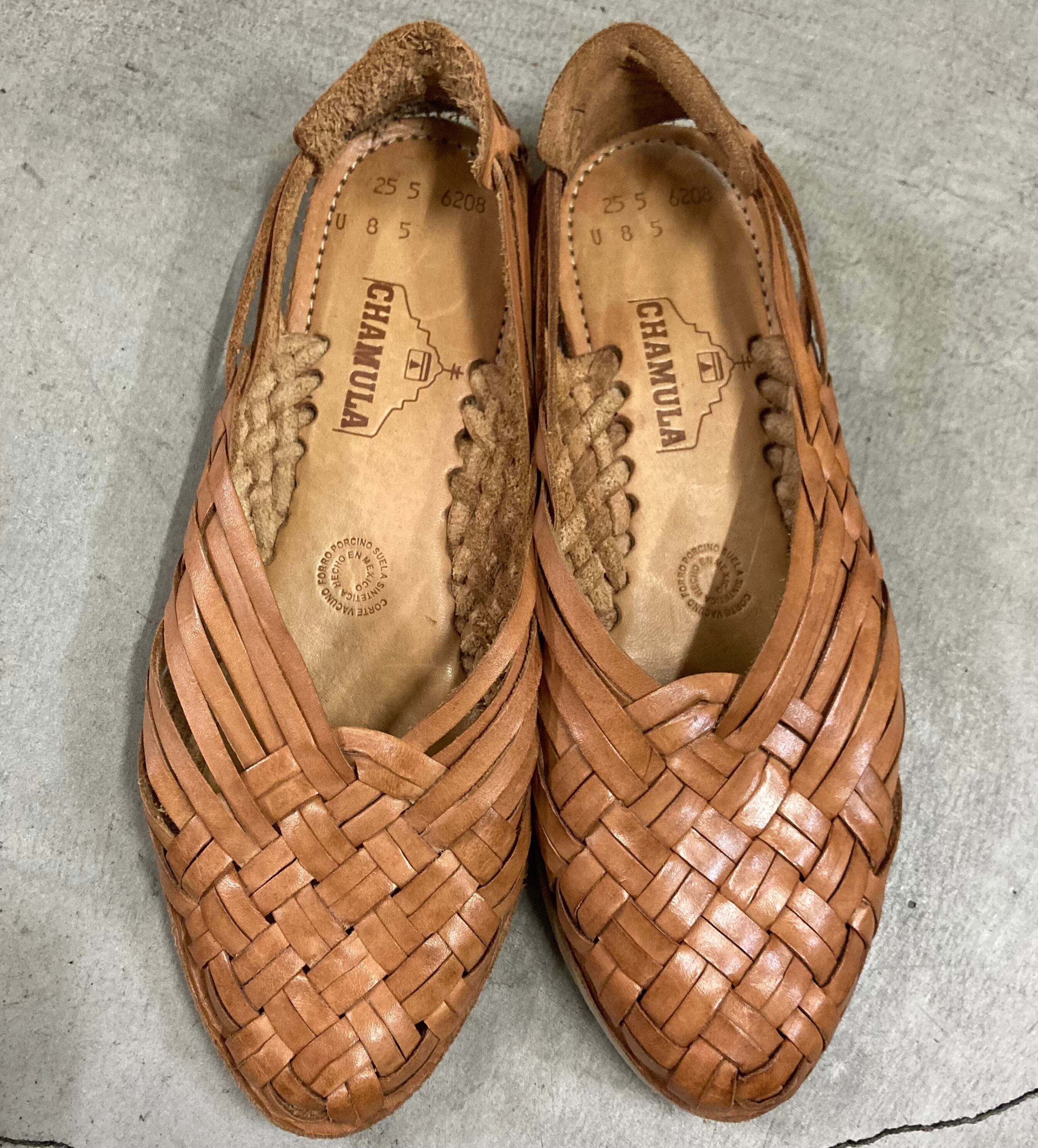 CHAMULA チャムラ レザー オープントゥ サンダル メキシカン ワラチ CHAMULA チャムラ メキシコ製 レザーワラチサンダル 25cm | futuremotel