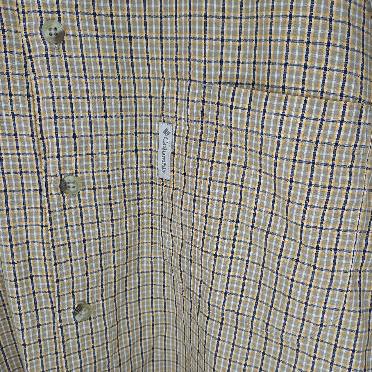 コロンビア　インド綿　S/Sシャツ　チェック　オーバーサイズ　カーキ　XL