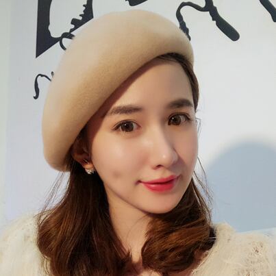 野生の秋と冬のバージョンのウールのベレー帽レディースシンプルな英国のファッションベレー帽画家の帽子ビスケットの帽子 ブラック・アイド・ピーズ68080872671