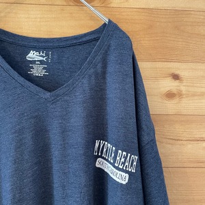 【MAHI SURF CO】Vネック 半袖 Tシャツ myrtle beach ワンポイントロゴ リゾート地 2XL ビッグサイズ US古着 アメリカ古着