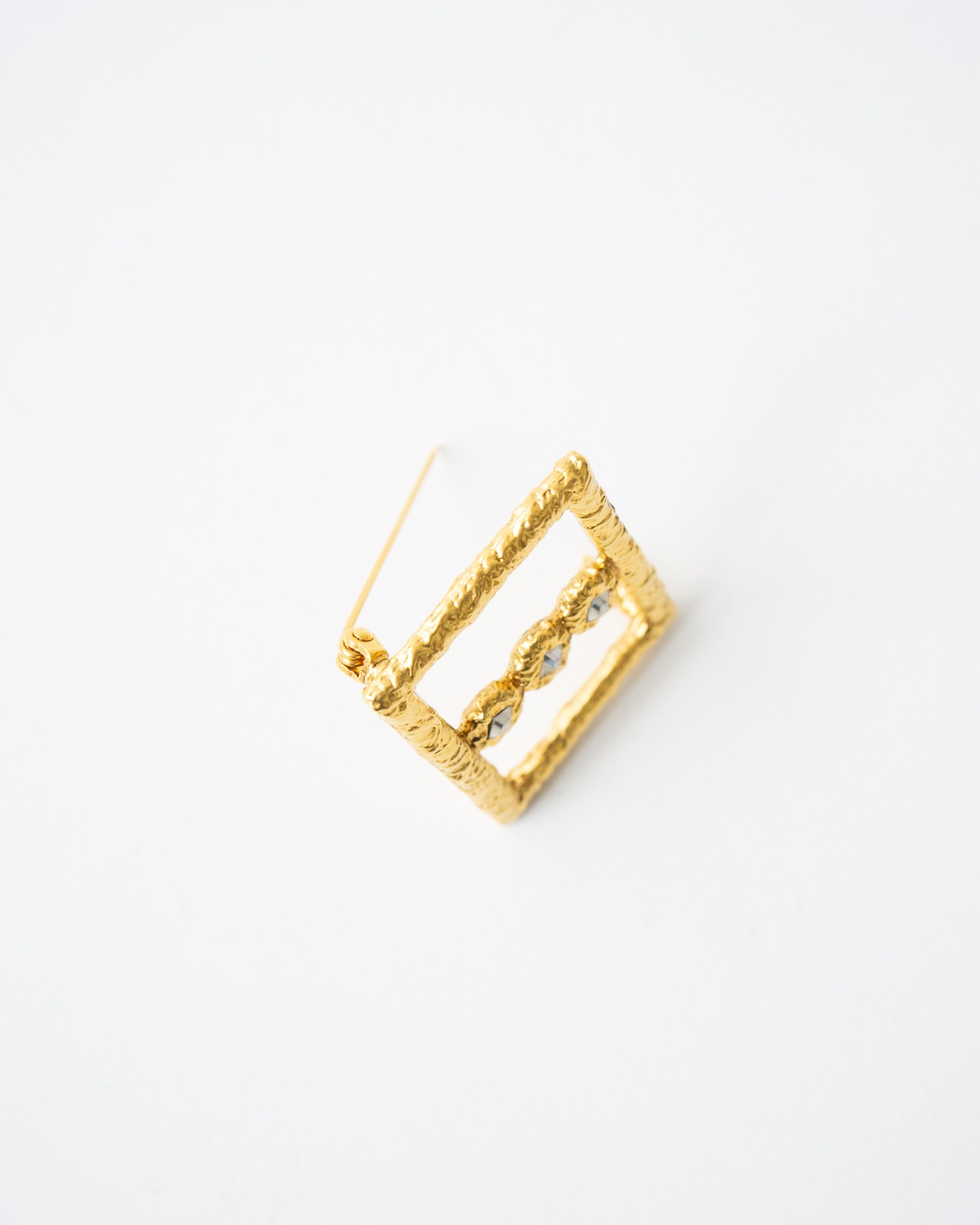 〈Yves Saint Laurent〉Square Rhinestone Brooch 1980