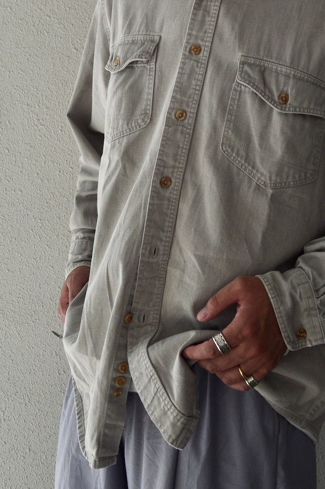 Eddie Bauer 1980's Eikhorn Twill Made in USA Heavy Twill Flap Work Shirt エディーバウアー 80s シャツ エルクホーンツイル