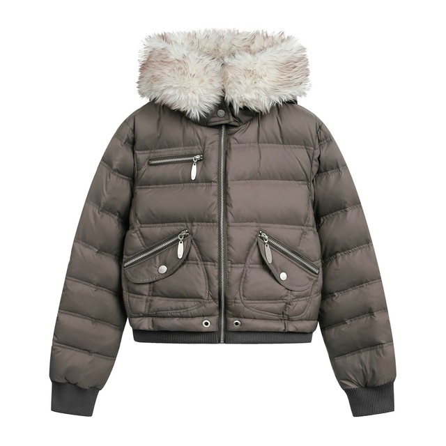 [JIKOO] Ribs Hooded Duck Short Down Jacket