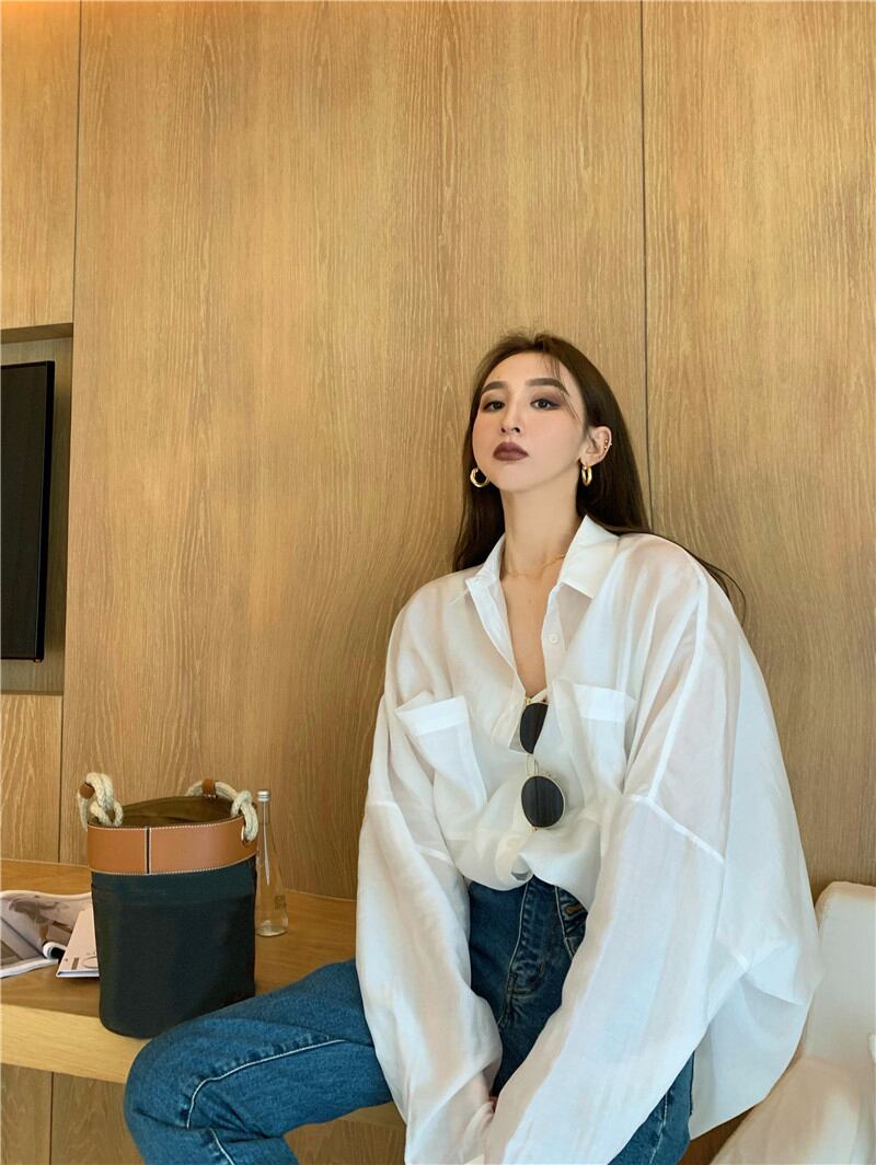 スタイルシャツ ジャケット レディースサマー薄手ルーズスカート トップス ロング 夏物 ブラックストロベリース10794552135