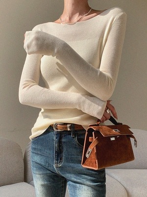 slim half rib knit.1137