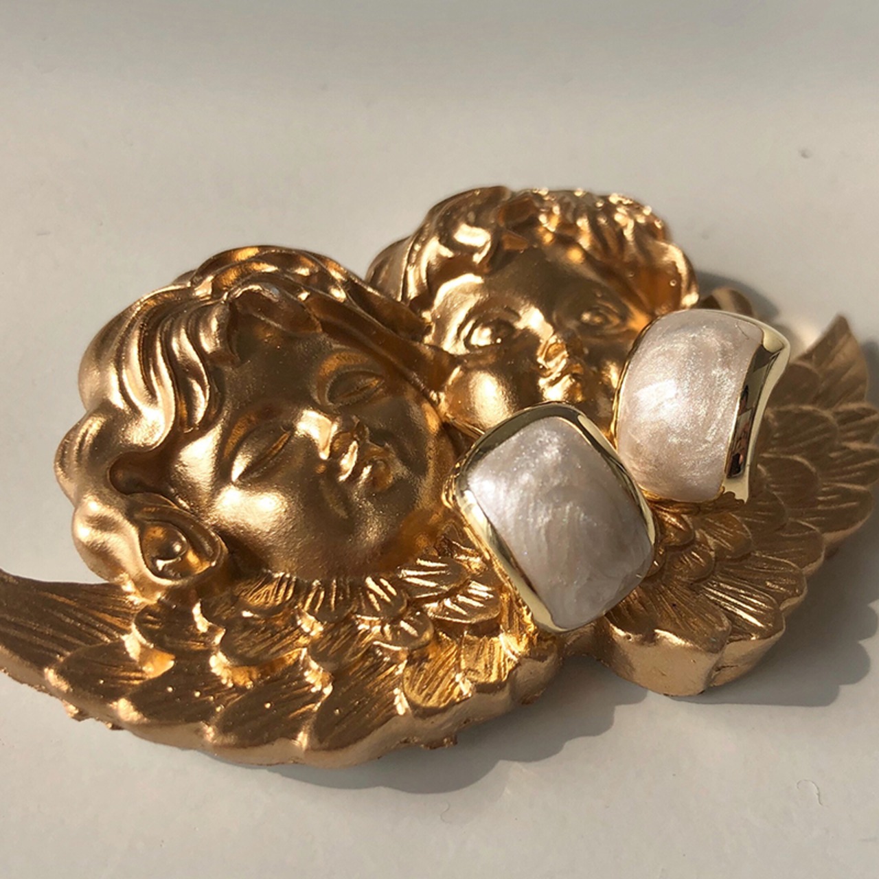 ホワイトマーブルイヤーアクセサリー 2type  W10299