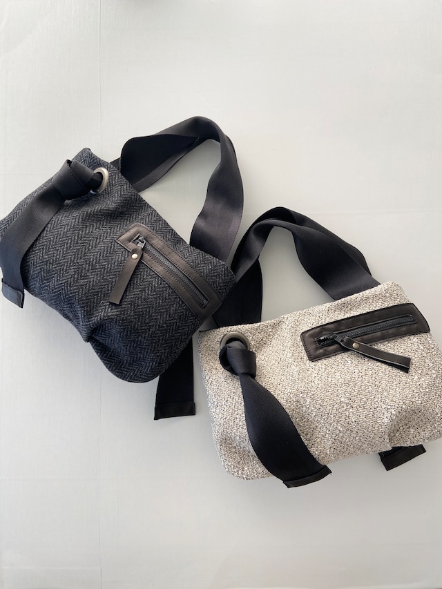 【Sサイズ】へリンボーン・ツイードトート　オプションにて名入れ・斜めがけ追加可能