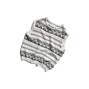 【YUKI SHIMANE】Jacquard knit Vest (BLACK)