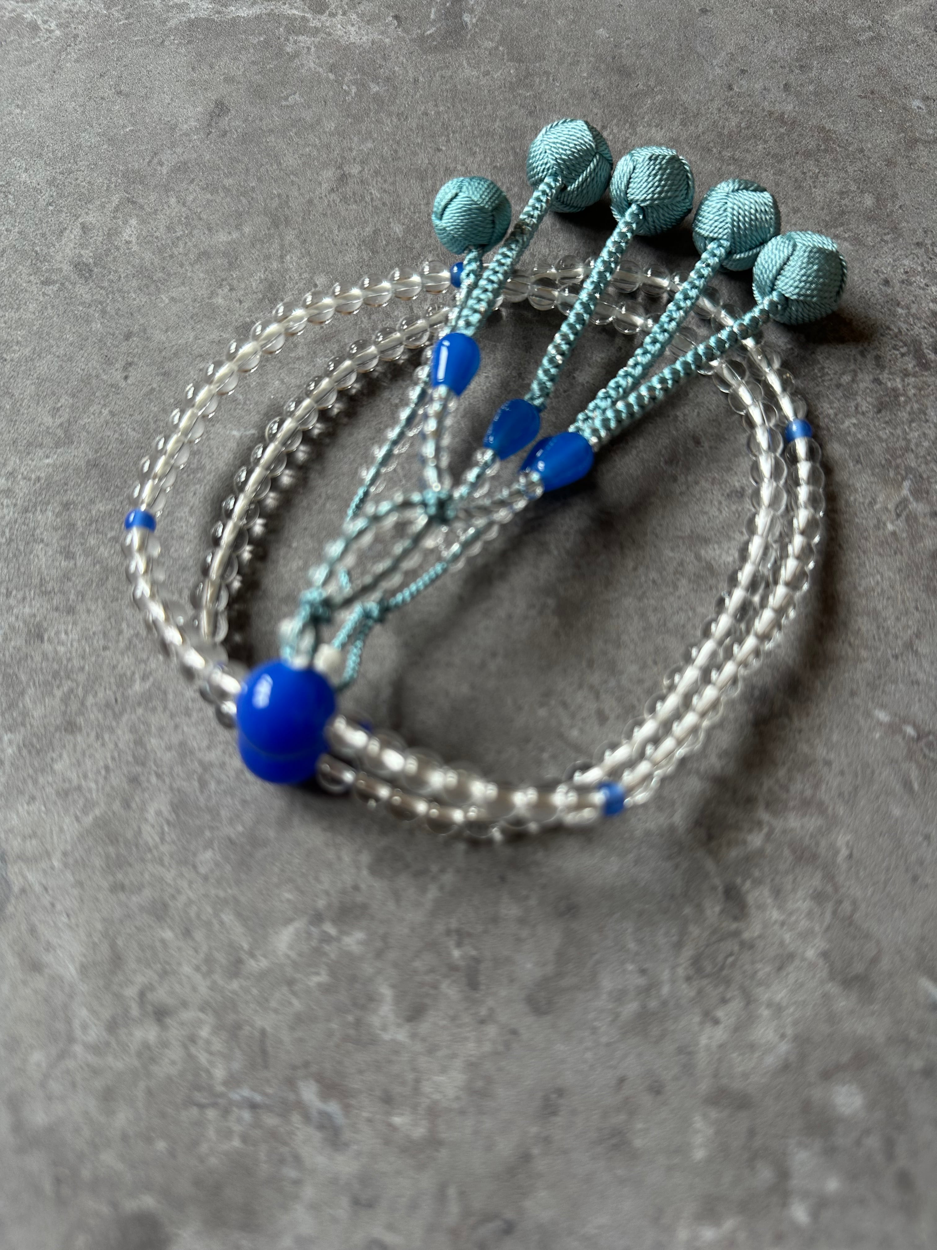 8寸】水晶 青瑪瑙仕立 | 誠心堂 三河屋珠数店