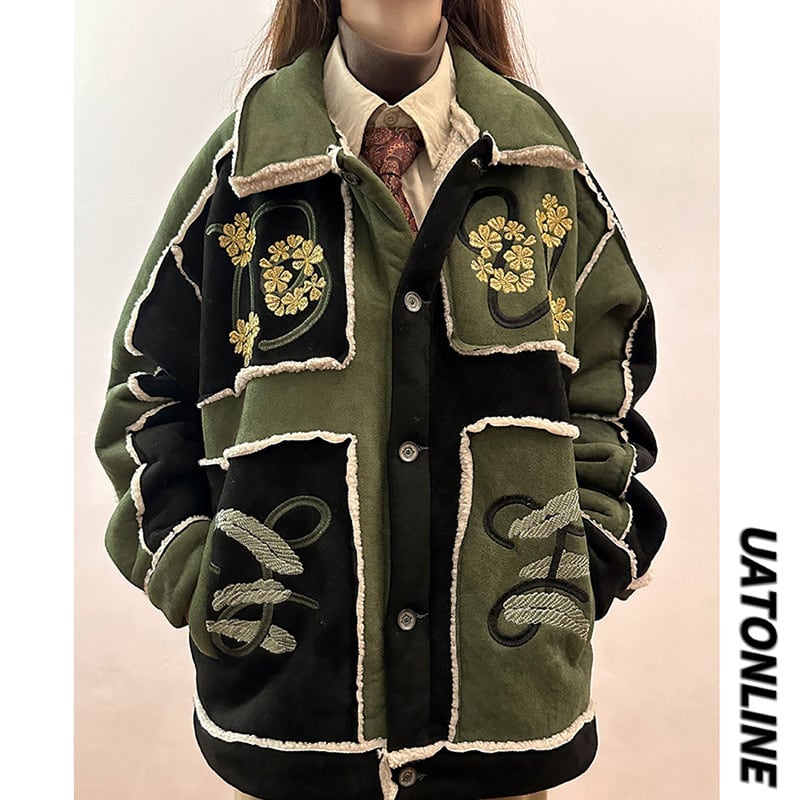 オリーブグリーン スエード ジャケット WHITE OAK スエードレザー スタジアムジャケット エメラルドグリーン