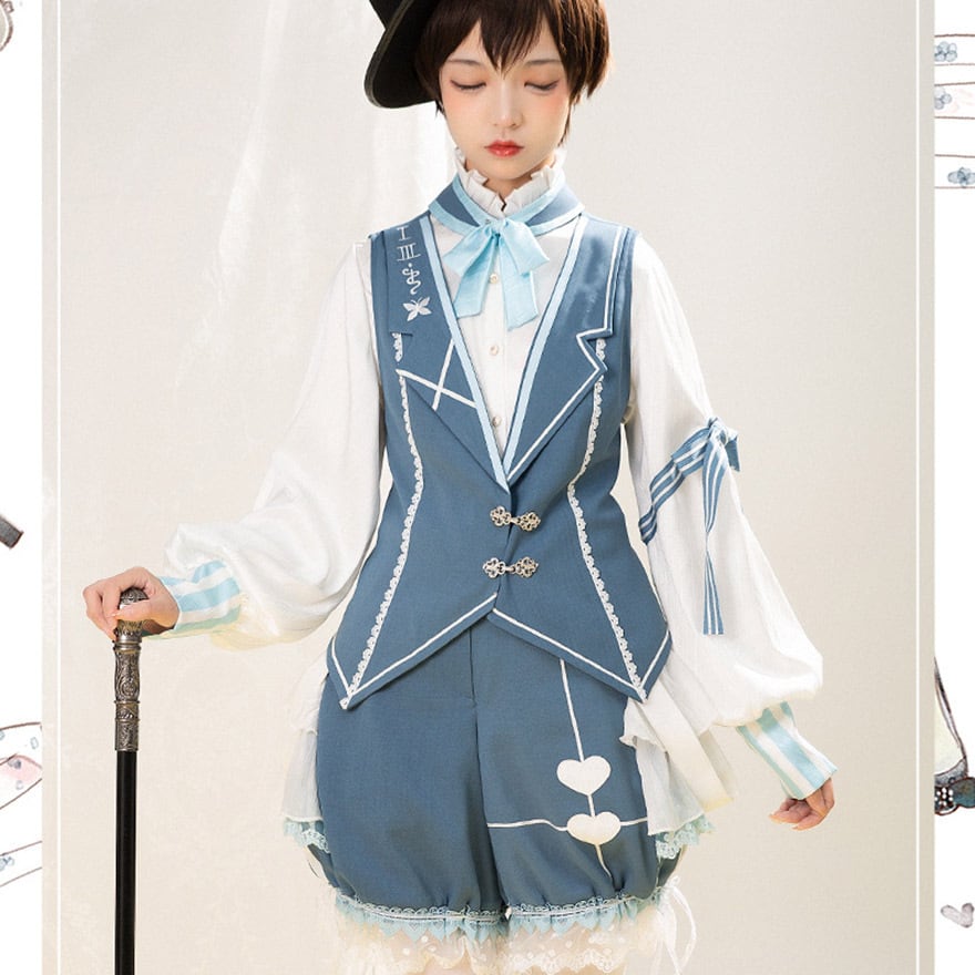 サブカル 服 地雷系 通販 皇子系 王子系 少年装 かぼちゃパンツ ショートパンツ レース フリル かわいい イベント ステージ 舞台衣装 原宿スタイル ロマンティック lolita