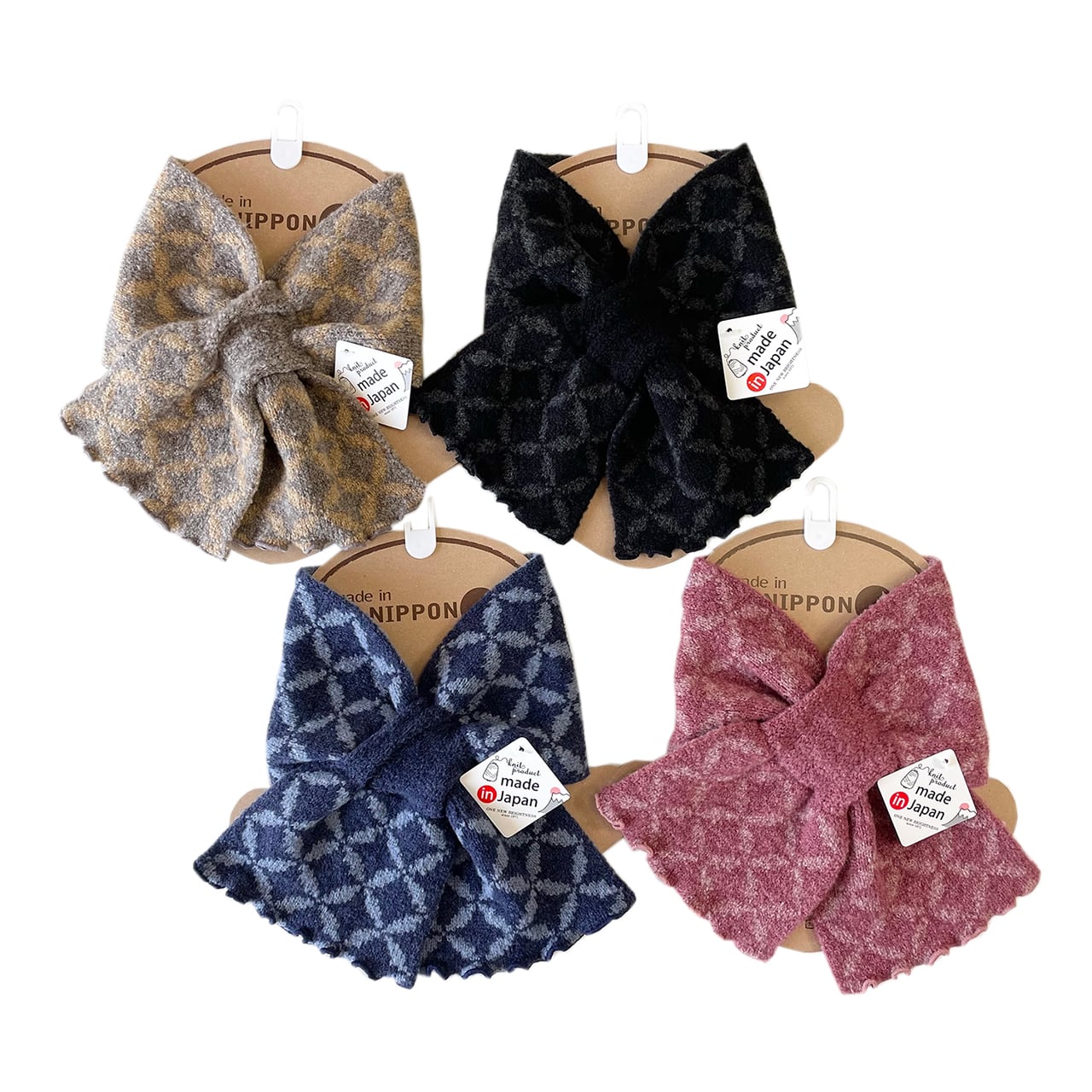 2023AW差込七宝柄 ネックウォーマー 日本製 クロス差込 うちエコ ショートマフラー