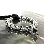 18 SKULL BEADS LEATHER BRACELET with WOLF / 18スカルビーズ レザーブレスレット ウルフ