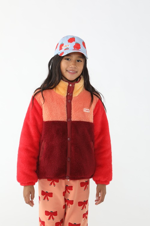 2y Last1【即納】TINYCOTTONS/COLOR BLOCK POLAR SHERPA JACKET - deep red/peach