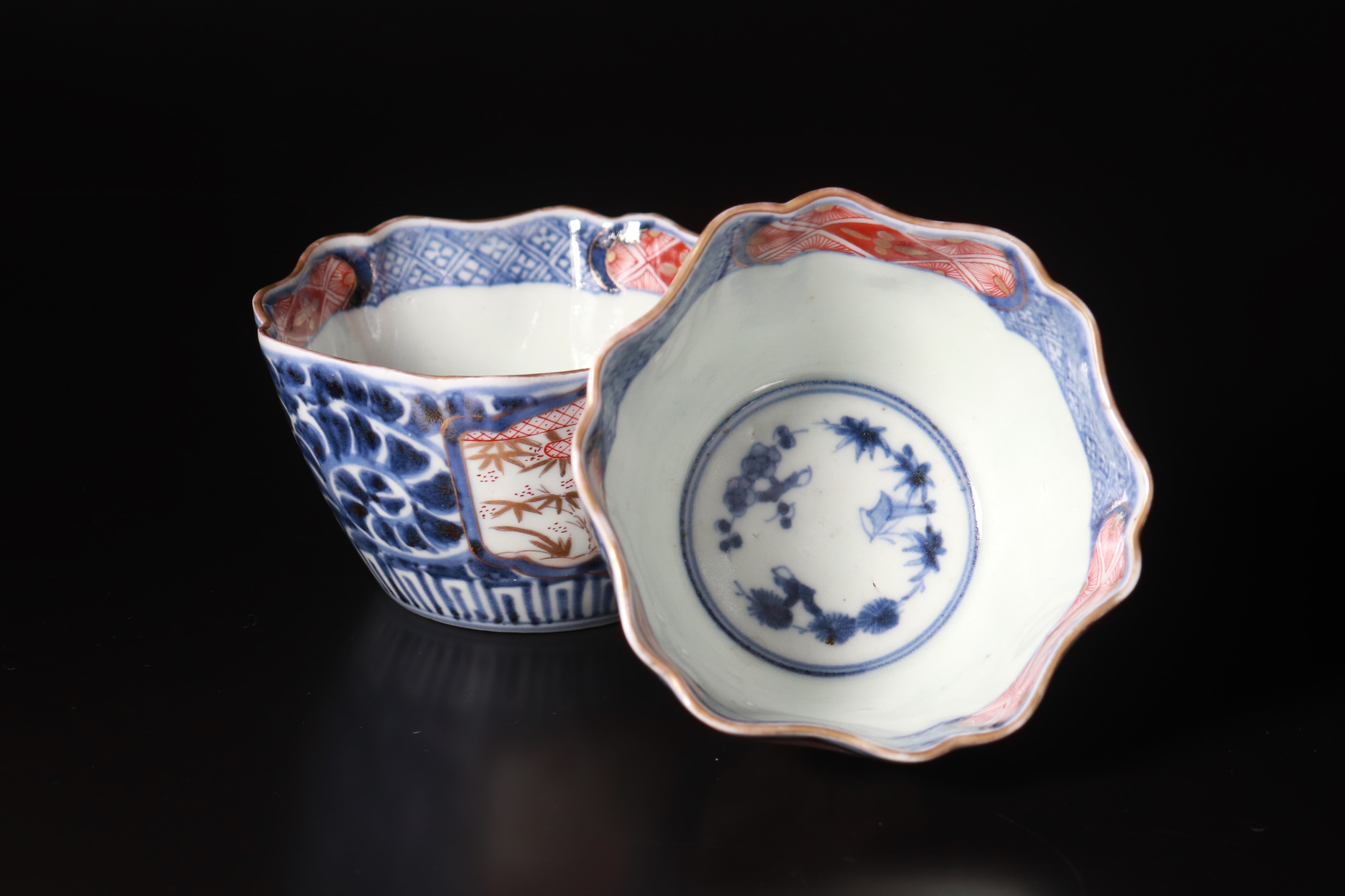 古伊万里色絵竹唐草文輪花向付 2客組 B | KATAKAGO_TOKYO