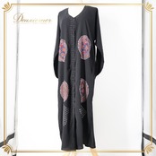 ベリーダンス 衣装 ガラベーヤ ブラック系 カフタン 黒 赤 紫 刺繍 ラインストーン 星 キラキラ ボタン 羽織り ダンス衣装 イベント ステージ 長袖 民族舞踏 レッド系 パープル系